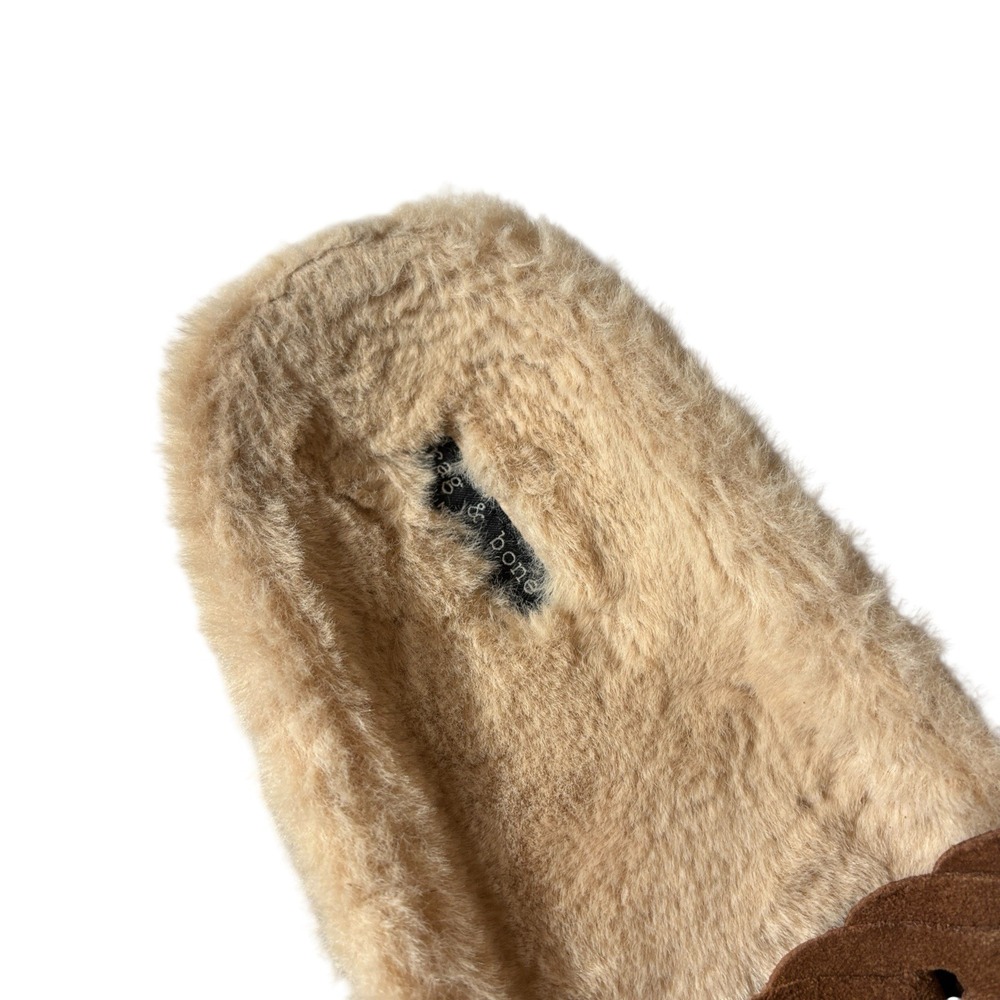 RAG & BONE Suede‎ Bailey Faux Shearling Lined Slippers Slides - Picture 7 of 7